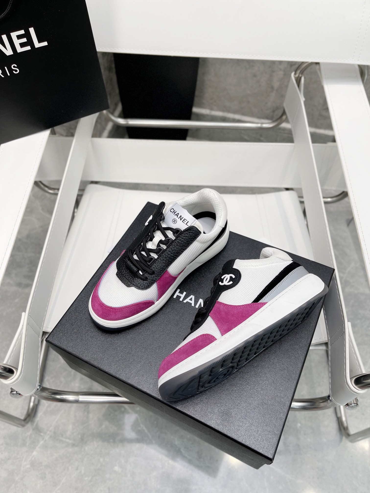 Ch**el Sneakers White/Rosy For Women, Women’s Shoes