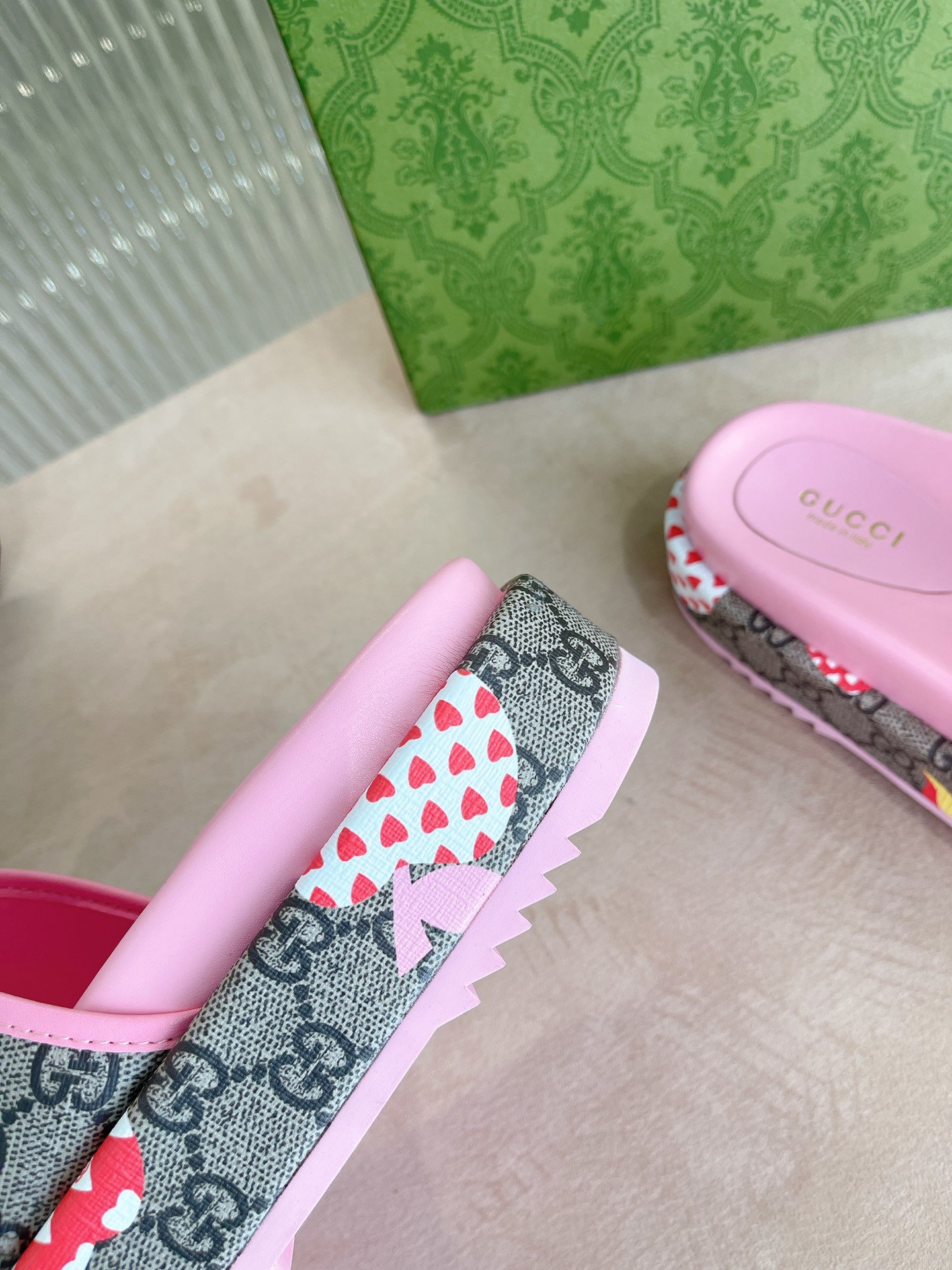 Gvc*1 GG Blooms Svp*me Floral Slide Sandal By Canvas Fabric Pink For Women GG