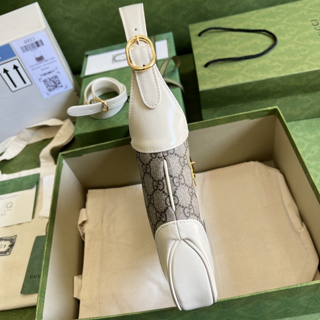 Gvc*1 Jackie 1961 Small Shoulder Bag Beige And Ebony GG Svp*me Canvas For Women 11in/28cm 636706 HUHHG 9794