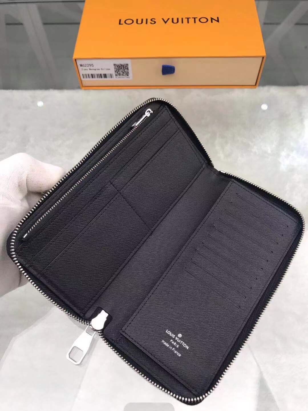 L0vis Vvtt0n Zippy Wallet Vertical Monogram Eclipse Canvas For Men, Men’s Wallet 7.9in/20cm LV M62295