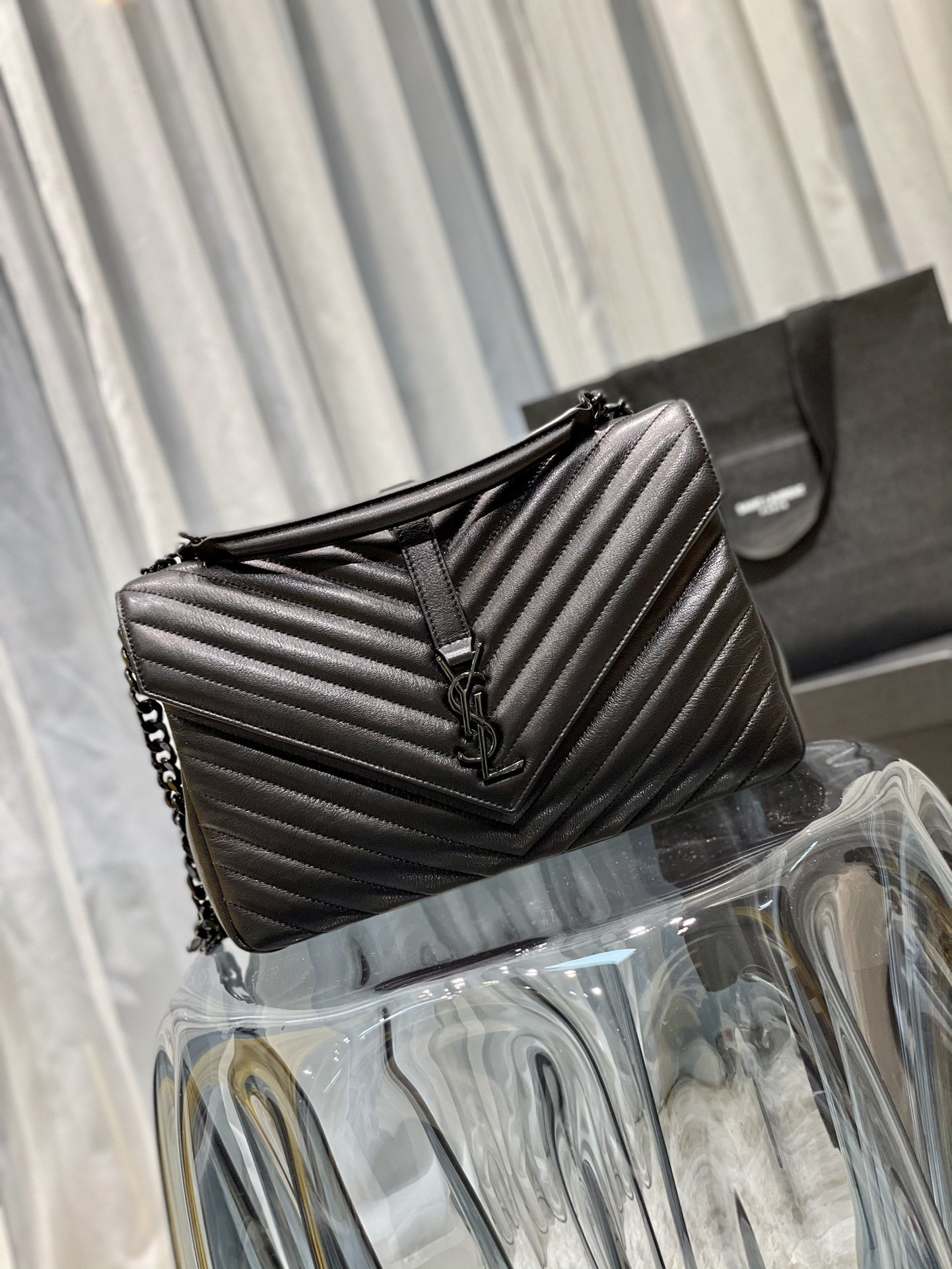 Sa1nt Lau*nt College Large Chain Bag Black With Metal Toned Hardware For Women 12.6in/32cm Y51 600278BRM081000