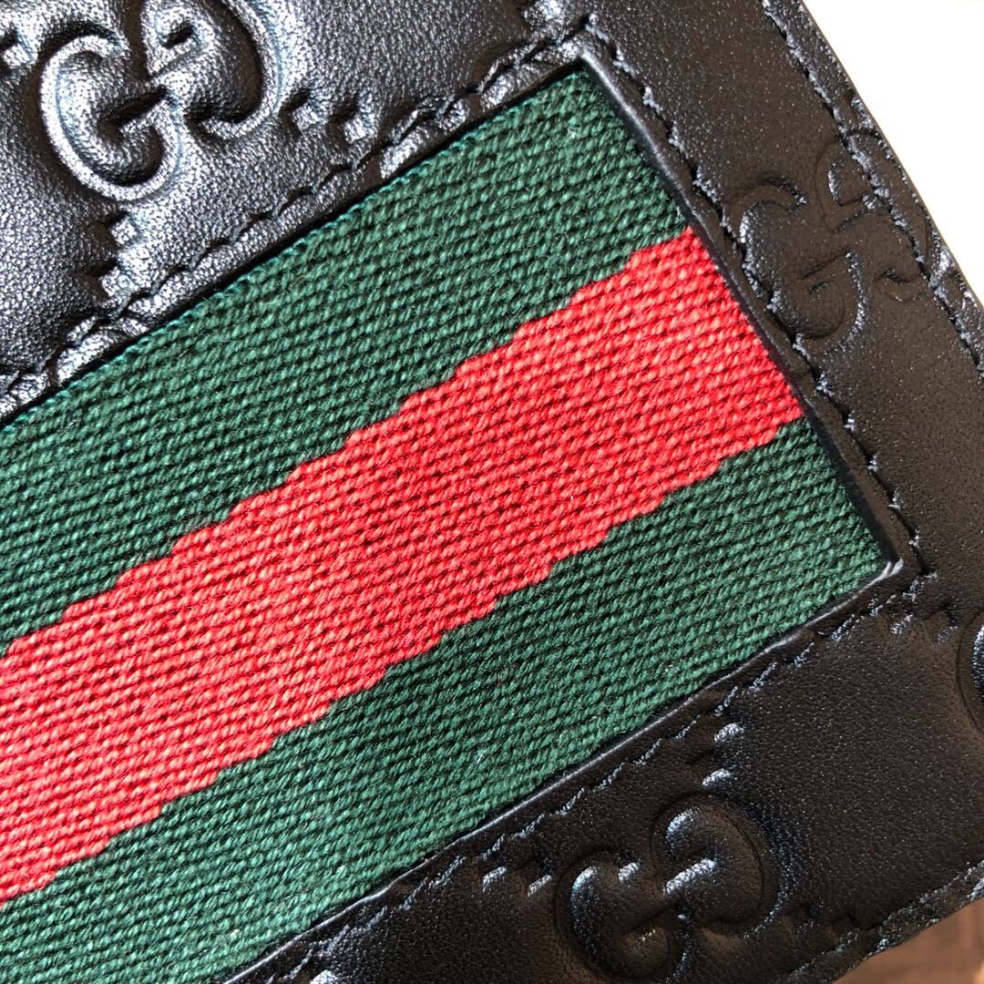 Gvc*1 Signature Web Wallet Black Green and red Web For Men 4.5in/11cm GG 408827 CWCLN 1060
