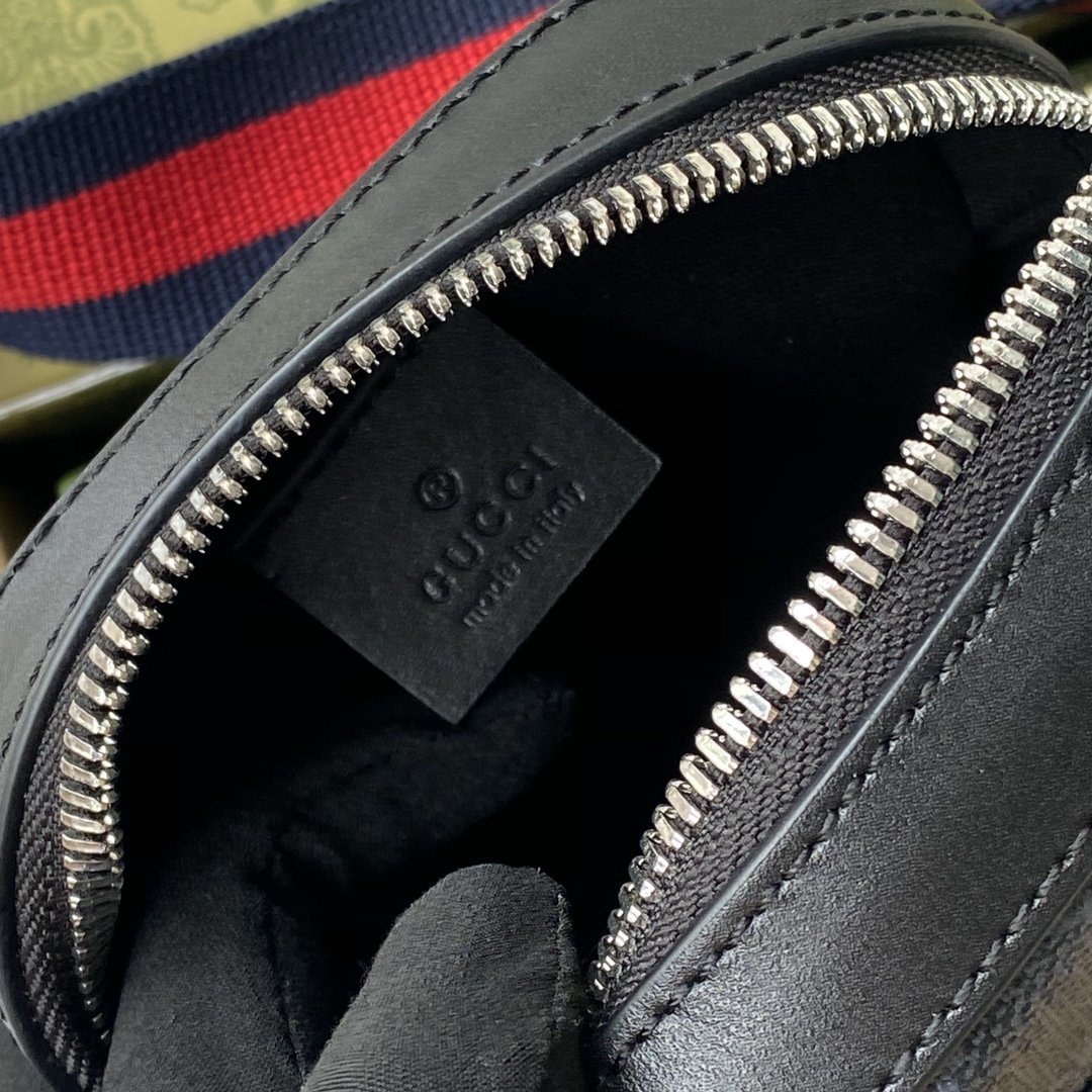 Gvc*1 GG Messenger Bag Black/Grey GG Svp*me Canvas A Material With Low Environmental Impact With Black For Men 7in/18cm GG 682357 K5RLN 1095