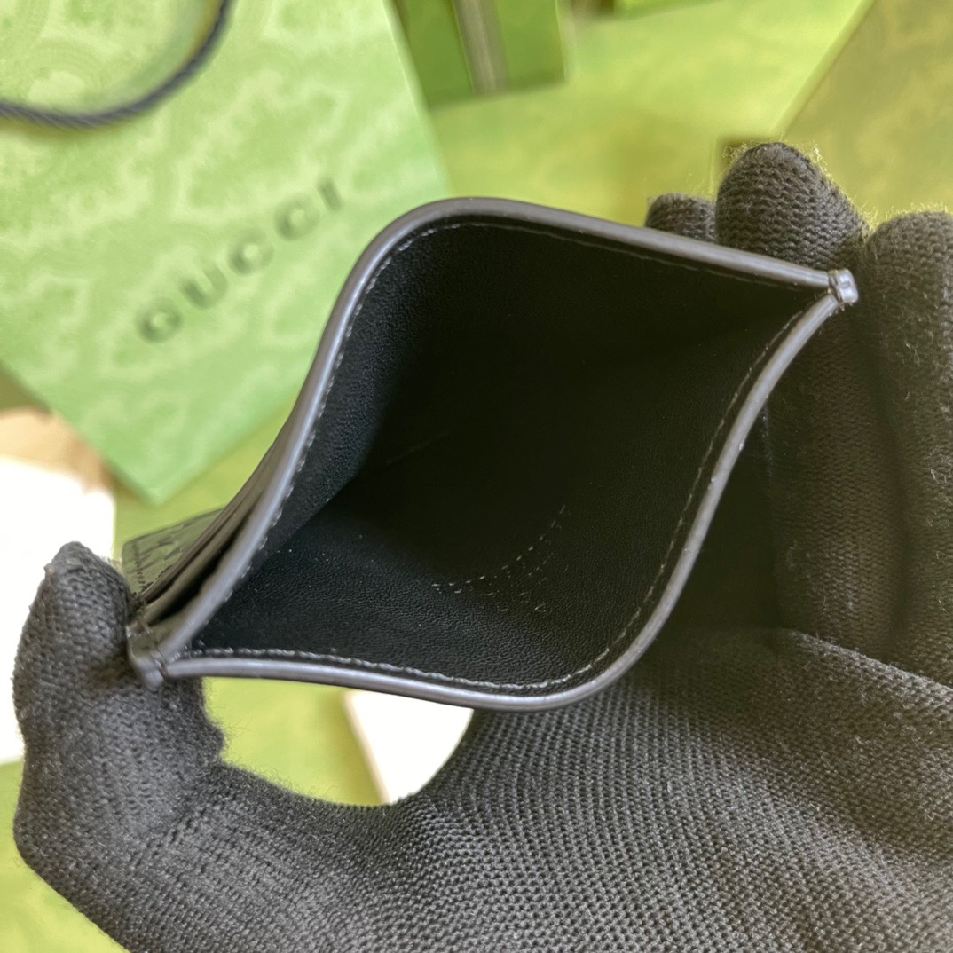 Gvc*1 Animalier Card Case Black with Metal Bee For Men 4in/10cm GG 523685 DJ20T 1000