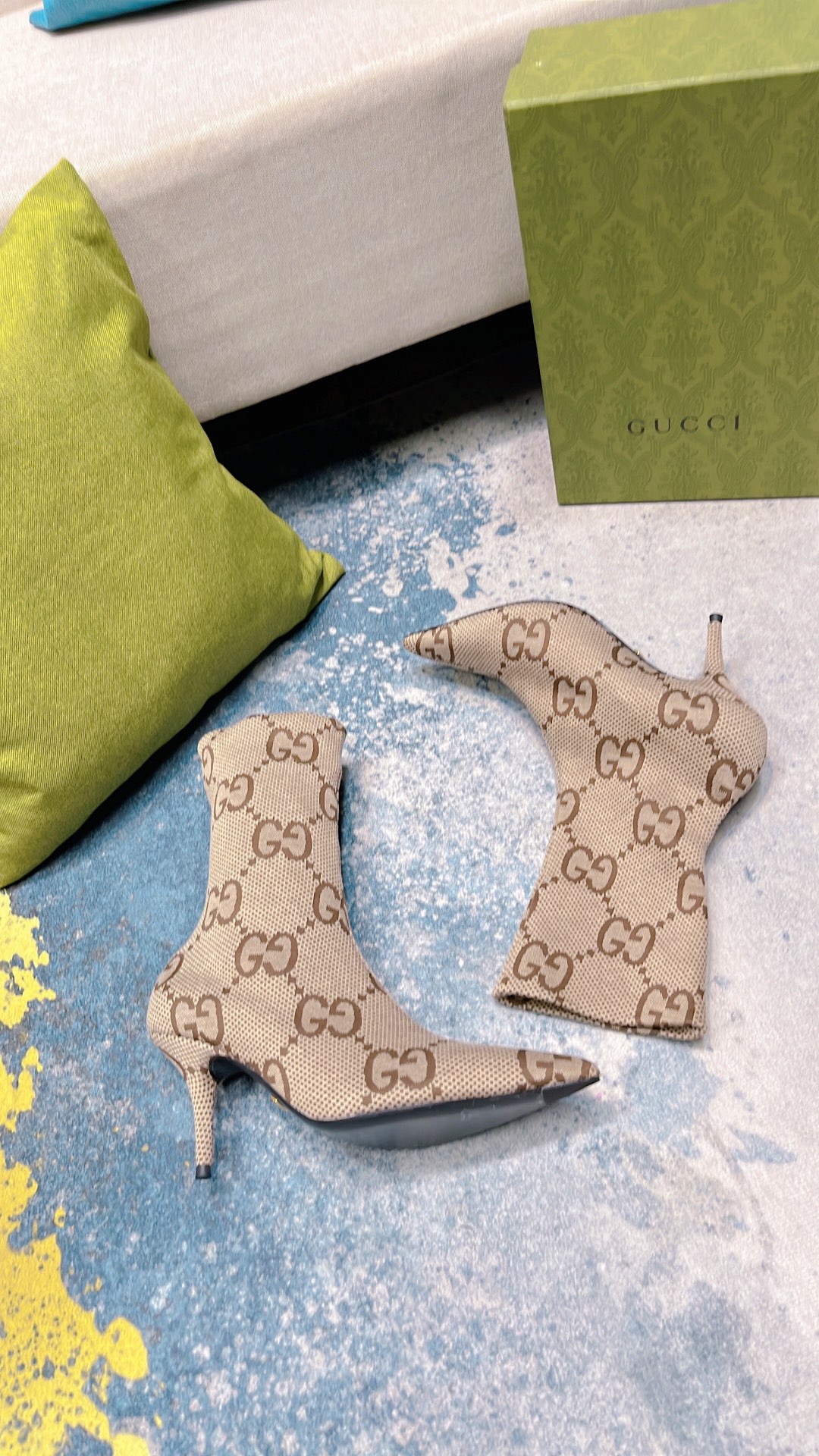 Gvc*1 Women’s Lisa Monogram Canvas Ankle Boots Beige For Women GG