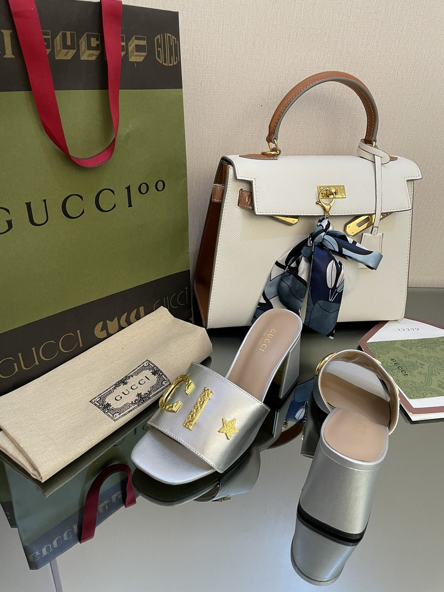 Gvc*1 Women’s ‘Gvc*1’ Slide Sandal Silver For Women GG