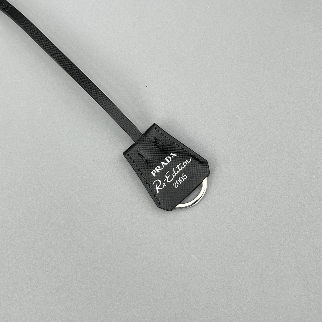 Pra*a Re-Edition 2005 Saffiano Shoulder Bag Black Silver Hardware For Women, Women’s Bags 9.4in/24cm