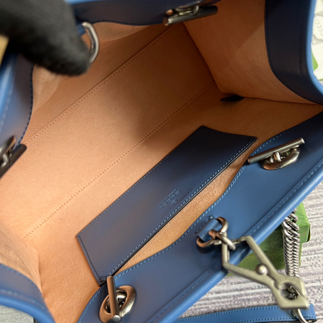 [True-to-ORIGINAL] Gvc*1 Marmont Small Matelasse Tote Blue For Women, Women’s Bags 26.5 in/10.4cm GG ‎‎675796 UM8BF 4340