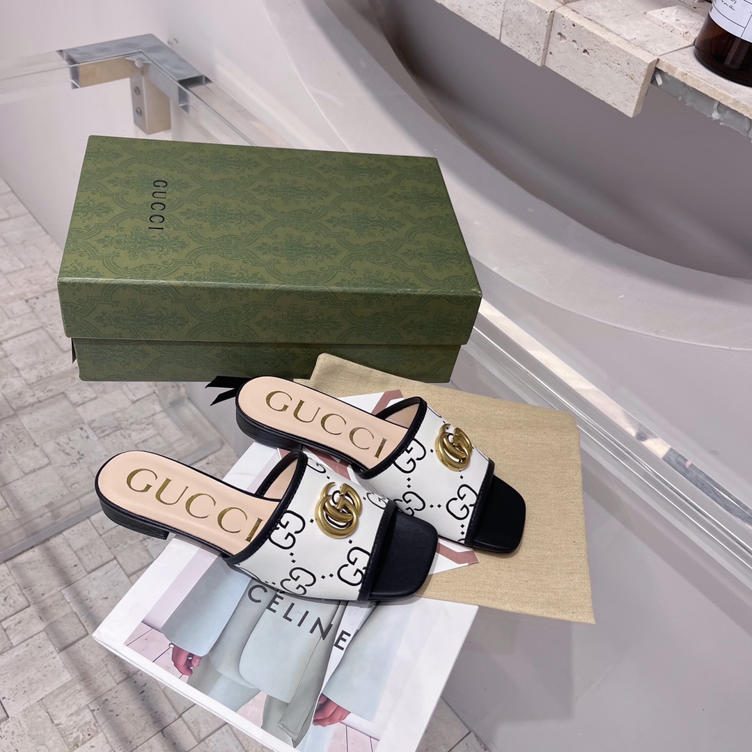 Gvc*1 Women’s GG Raffia Effect Slide Black For Women GG