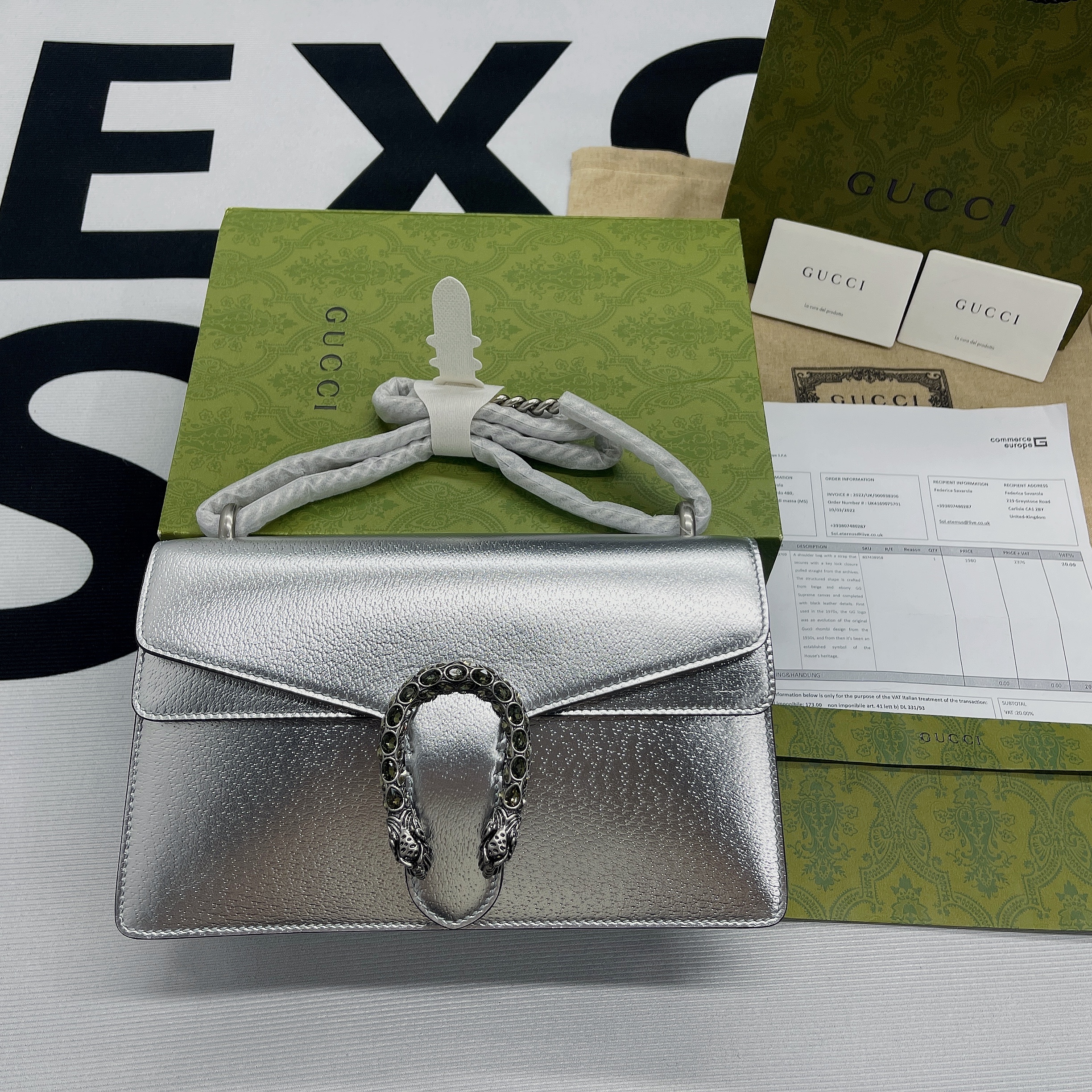 Gvc*1 Dionysus Small Shoulder Bag Silver For Women, Women’s Bags 10in/26cm GG 499623 1TRBN 8173