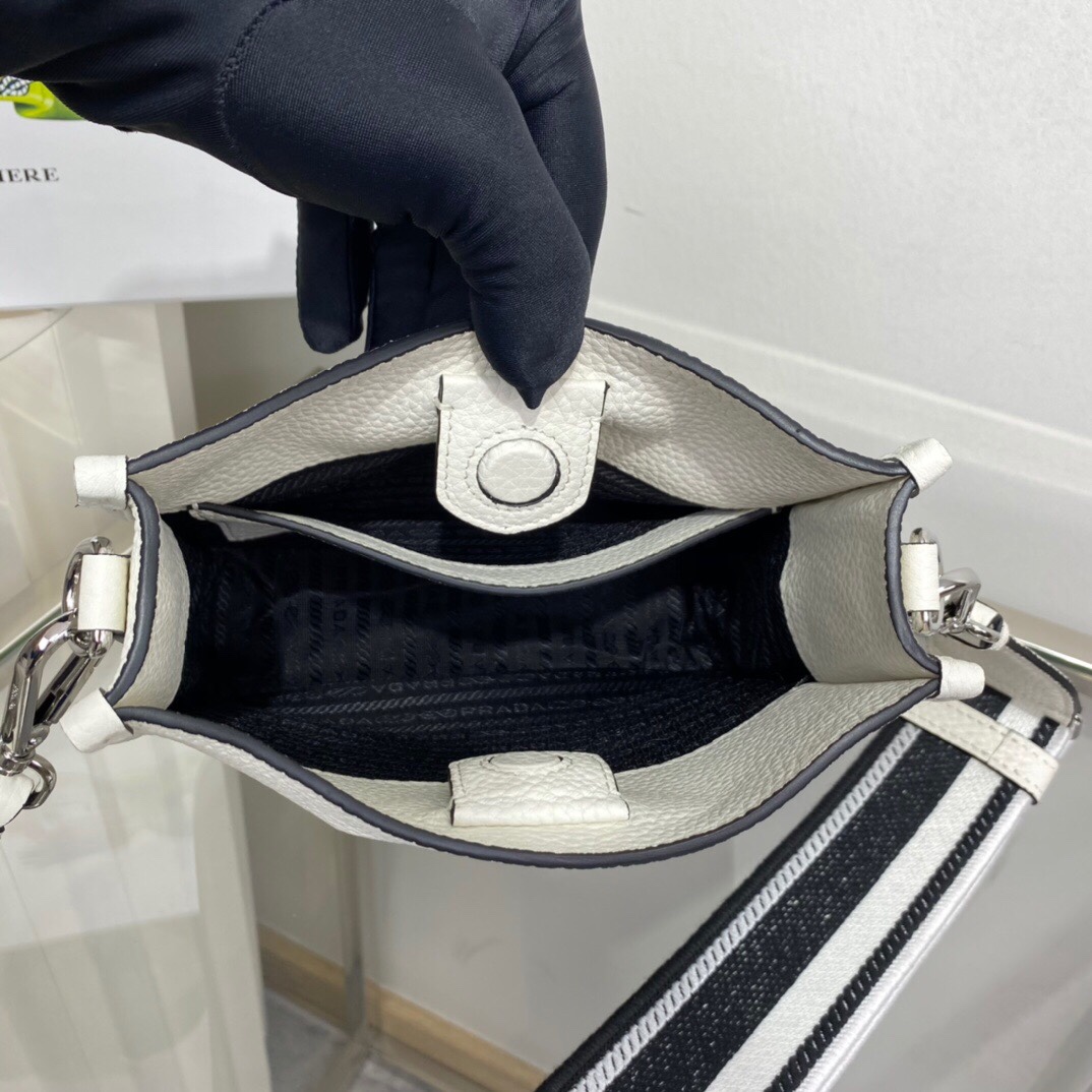 Pra*a Mini Shoulder Bag White For Women, Women’s Bags 7.9in/20cm