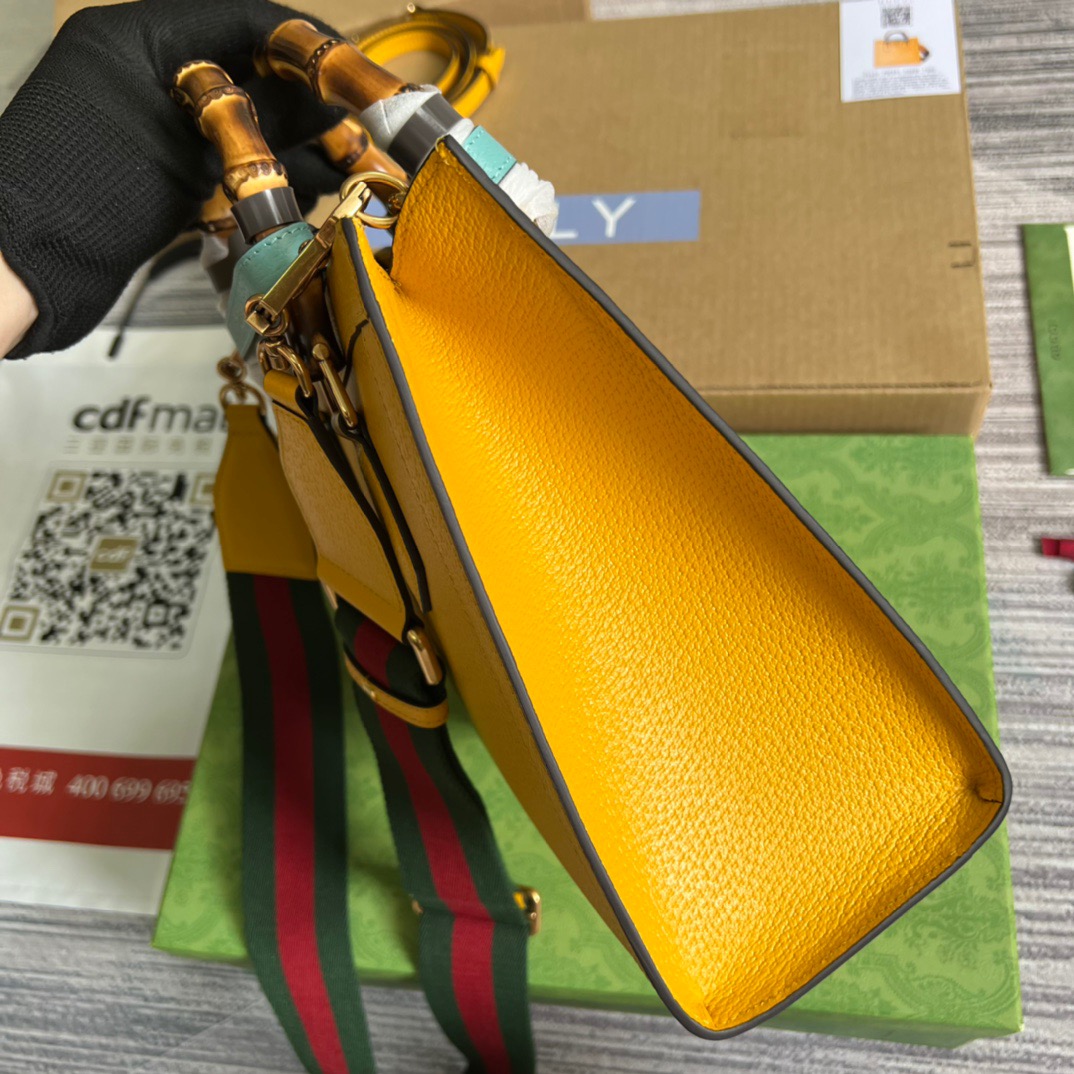 Gvc*1 Diana Medium Tote Bag Yellow For Women, Women’s Bags 11in/27cm GG ‎