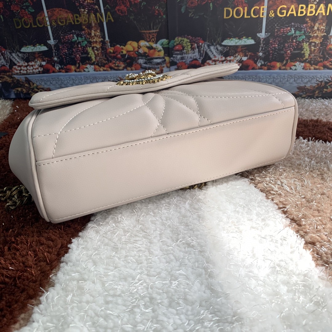 Dolce & Gabbana Medium Devotion Shoulder Bag In Quilted Nappa Pink For Women 10.2in/26cm DG