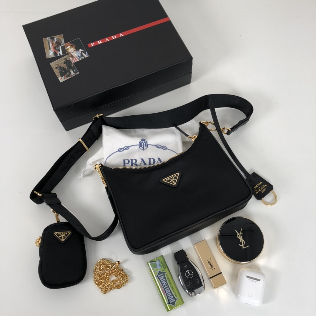 Pra*a Re-Edition 2005 Re-Nylon Bag Black For Women, Women’s Bags 8.6in/22cm 1BH204_R064_F0632_V_V9L