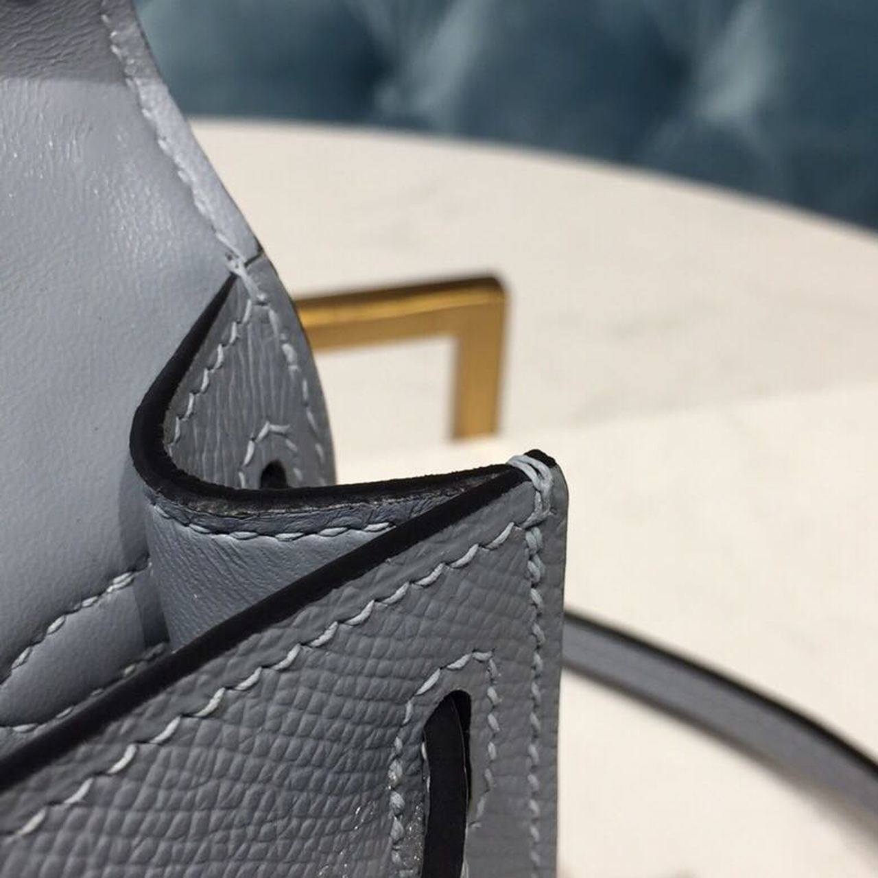 H**me5 Mini Kelly Light Blue For Women Gold Toned Hardware 7.5in/19cm