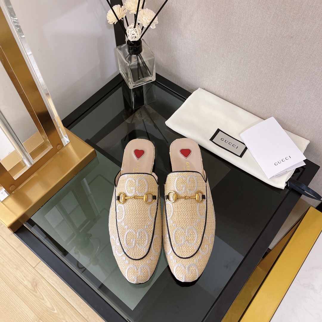 Gvc*1 Women’s GG Princetown Slipper Beige For Women GG ‎475094 UWB50 9676