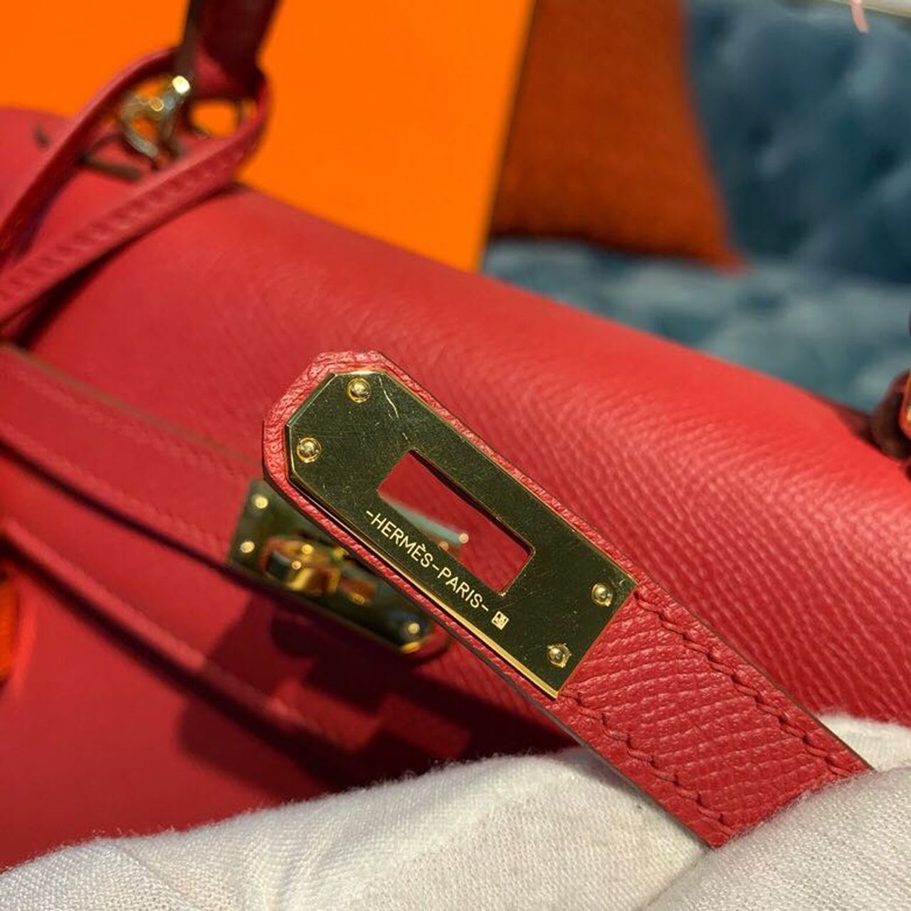 H**me5 Kelly Tomate For Women Gold Toned Hardware 10in/25cm