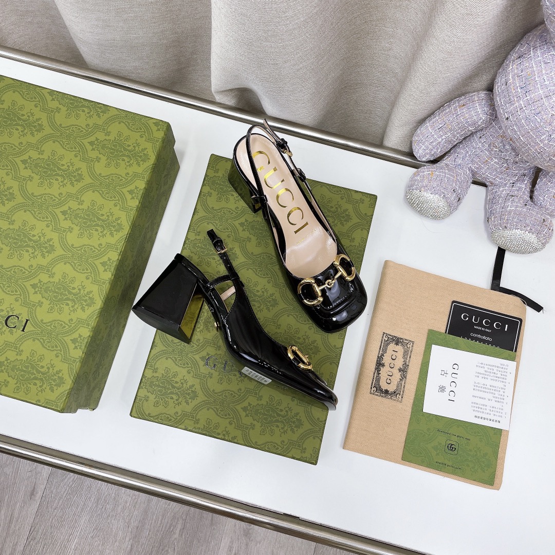 Gvc*1 Women’s Mid-Heel Slingback With Horsebit Black For Women GG 643892 BNC00 1000