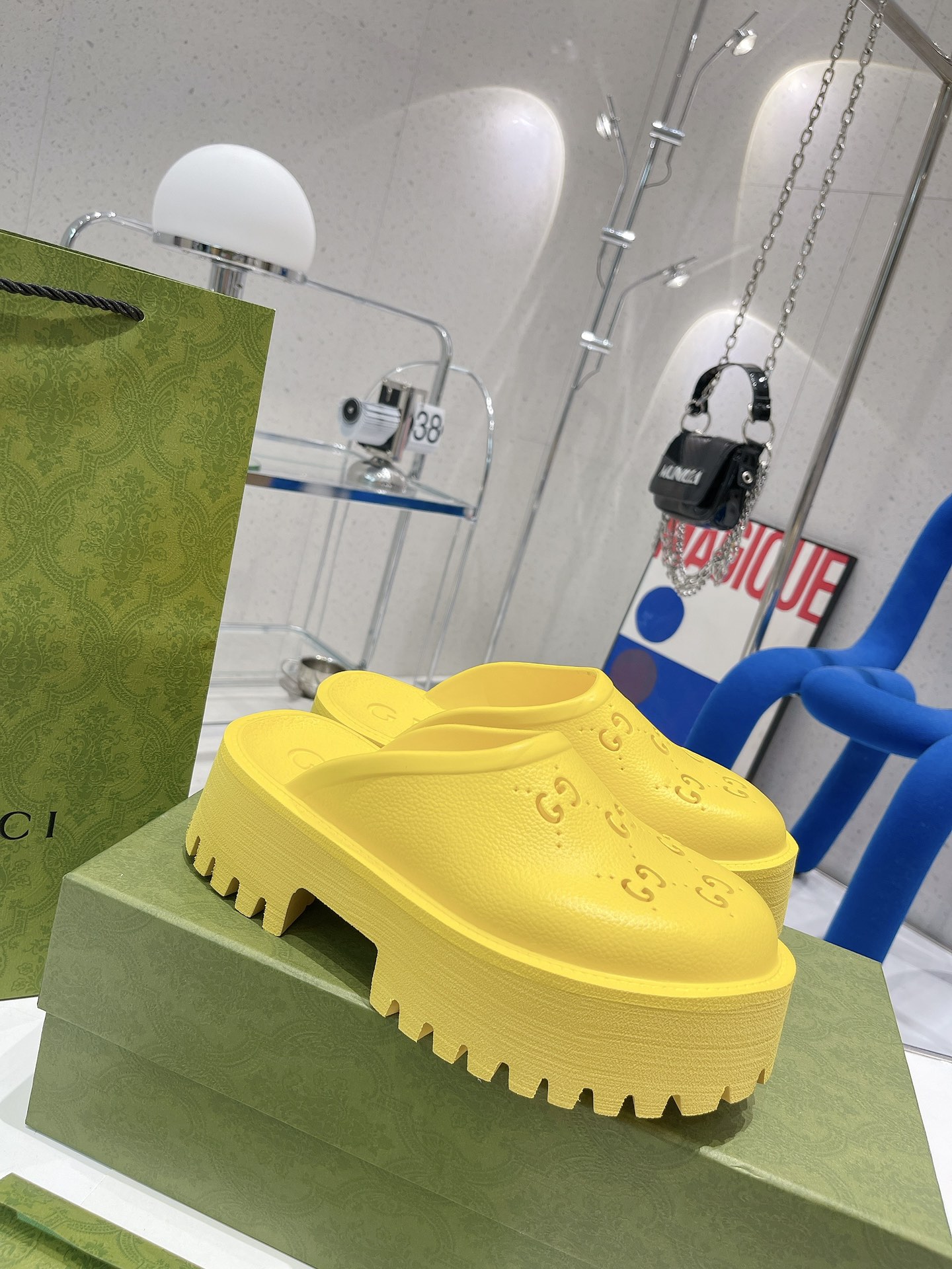 Gvc*1 Women’s Platform Perforated G Sandal Yellow For Women GG