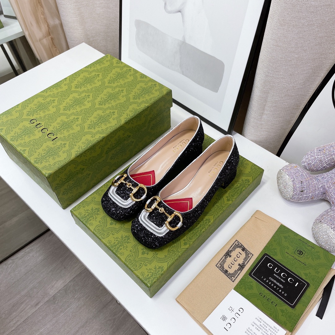 Gvc*1 Lovelight Crystal Ballet Flat With Horsebit Black For Women GG