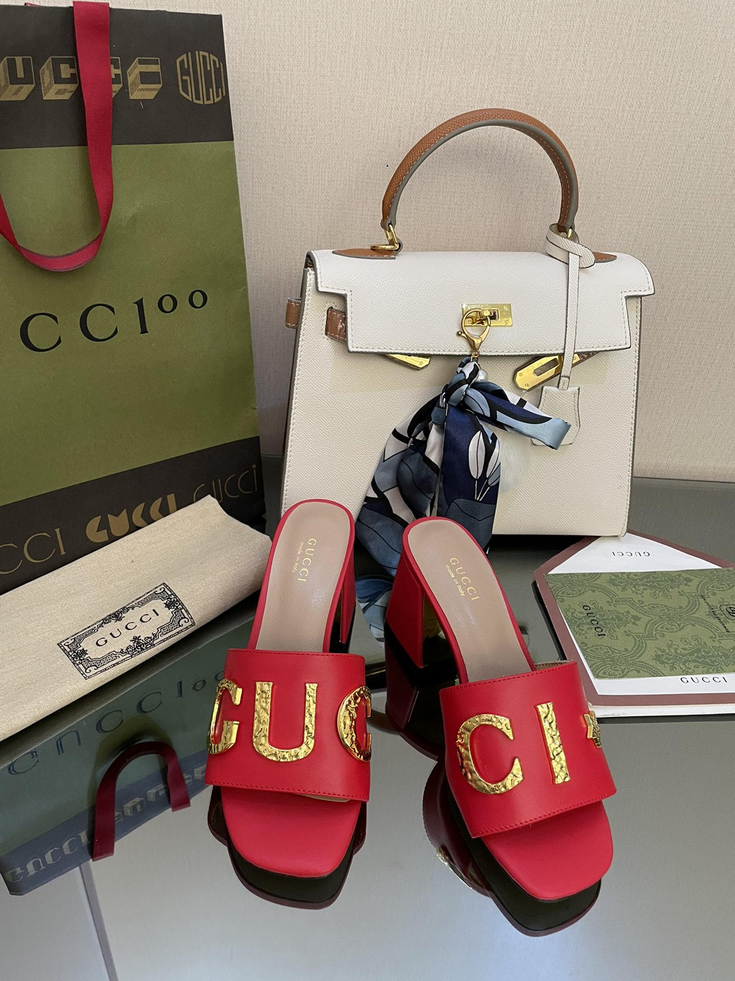 Gvc*1 Women’s ‘Gvc*1’ Slide Sandal Red For Women GG