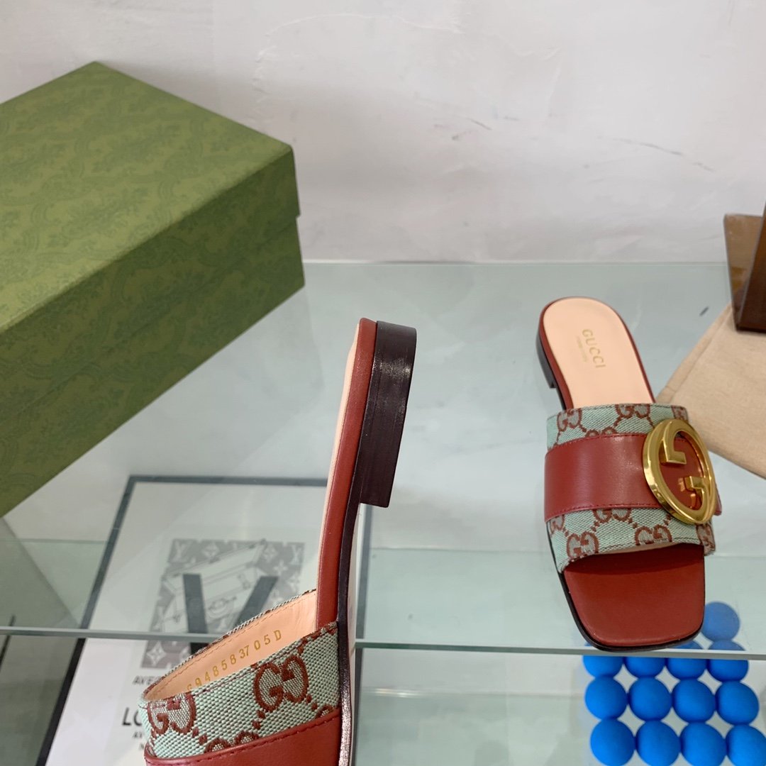 Gvc*1 Blondie Matelasse Canvas Slide Sandal Red For Women GG