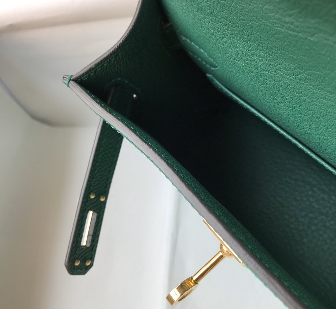 H**me5 Kelly 19 Green With Gold Toned Hardware Bag For Women, Women’s Handbags, Shoulder Bags 7.5in/19cm