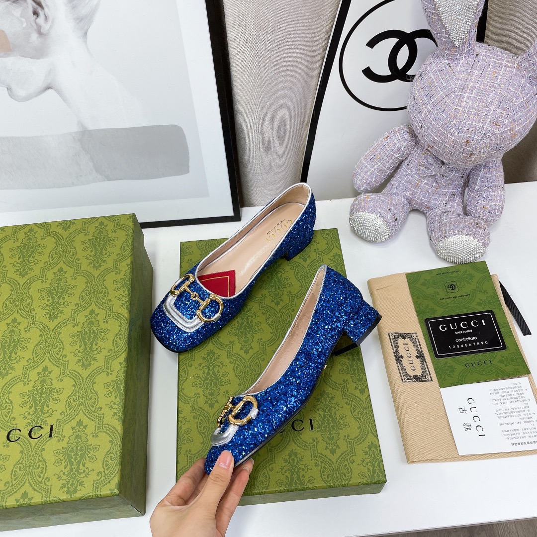 Gvc*1 Lovelight Crystal Ballet Flat With Horsebit Blue For Women GG