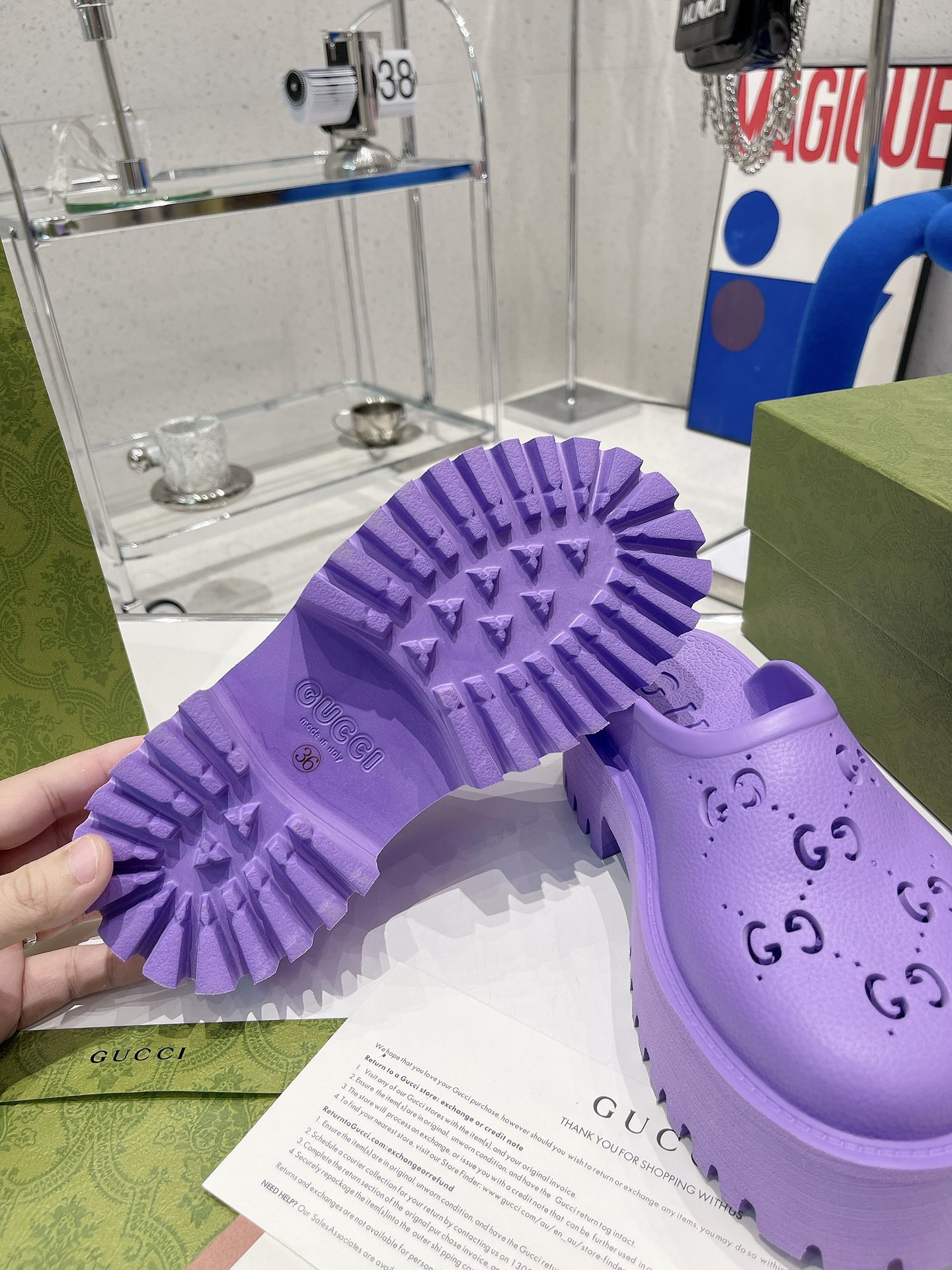 Gvc*1 Women’s Platform Perforated G Sandal Light Blue For Women GG