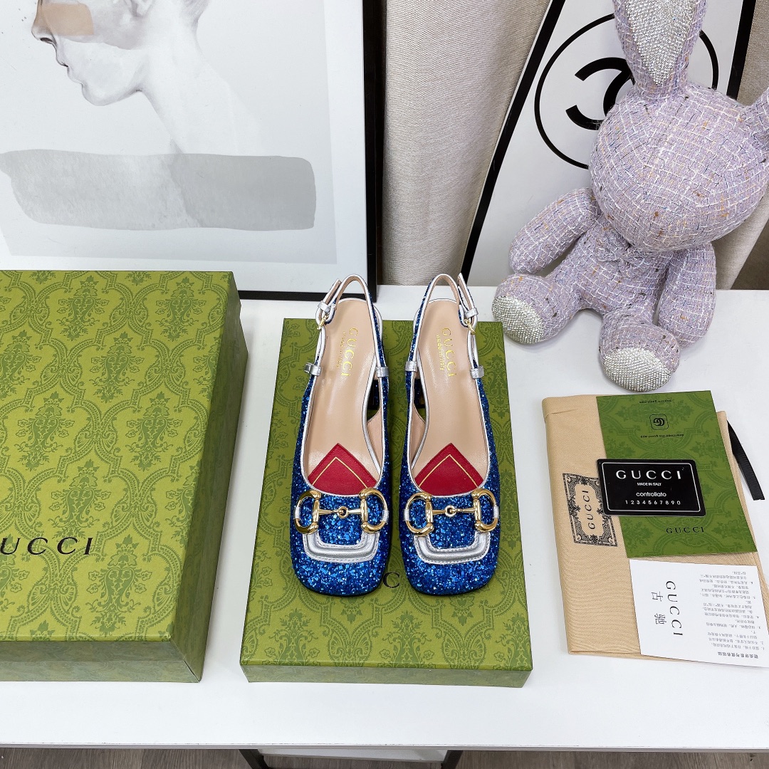 Gvc*1 Lovelight Slingback Mid-Heel With Horsebit Blue For Women GG