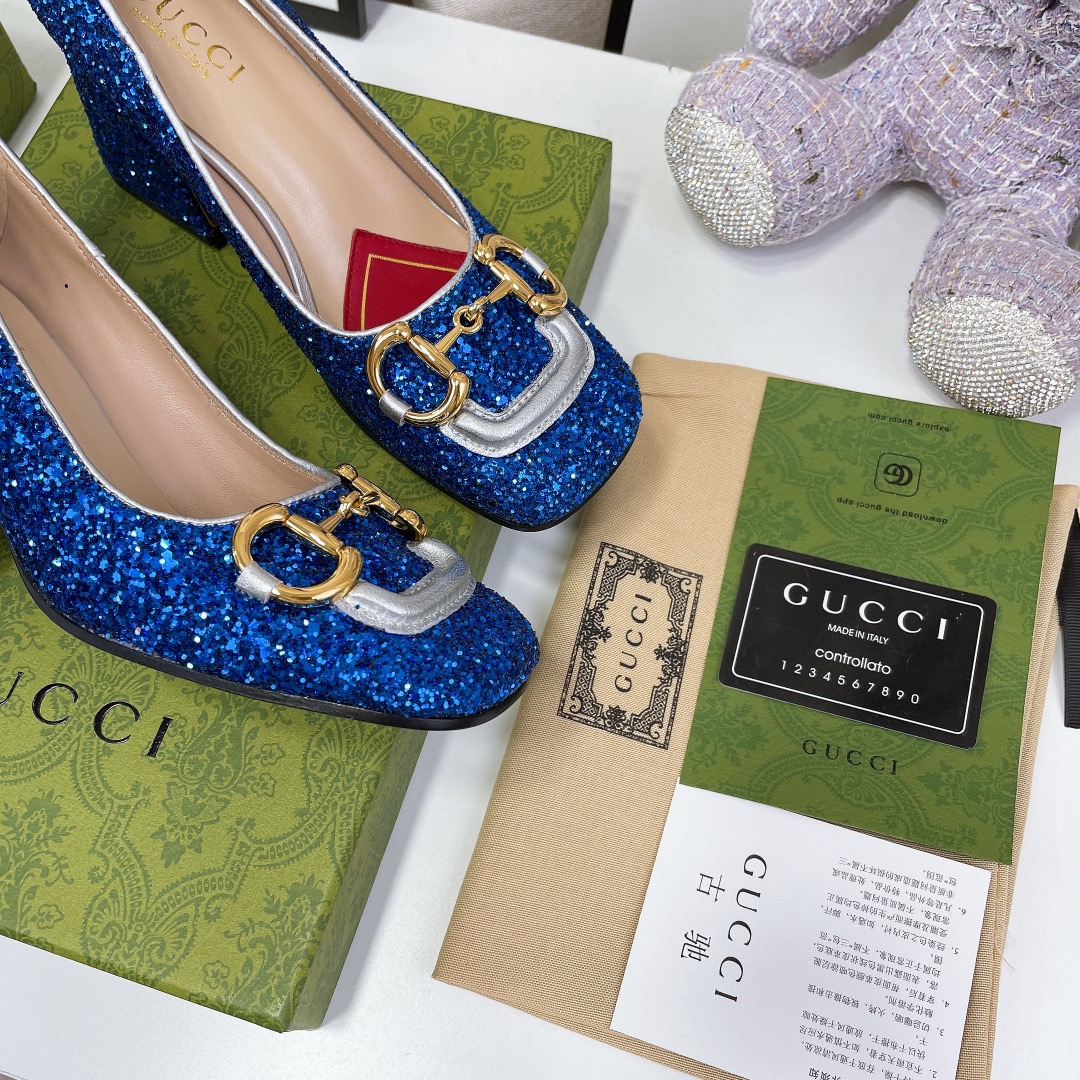 Gvc*1 Lovelight Mid-Heel Crystal Ballet Flat With Horsebit Blue For Women GG