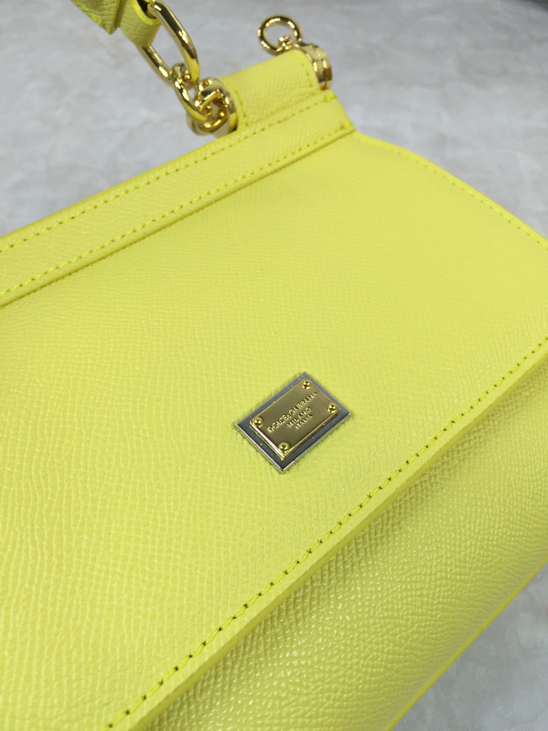 Dolce & Gabbana Medium Sicily Handbag In Dauphine Yellow For Women 10.2in/26cm DG