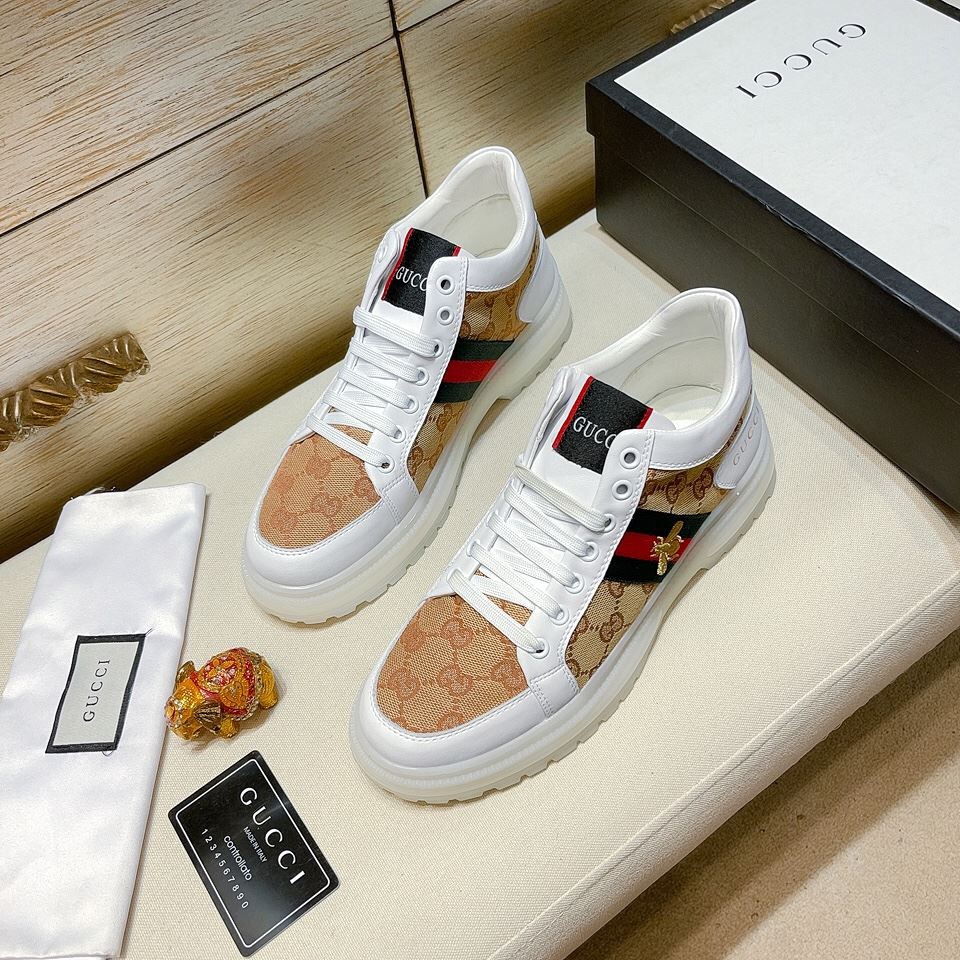 Gvc*1 Men’s GG With Web And Bee High Top Sneaker White For Men