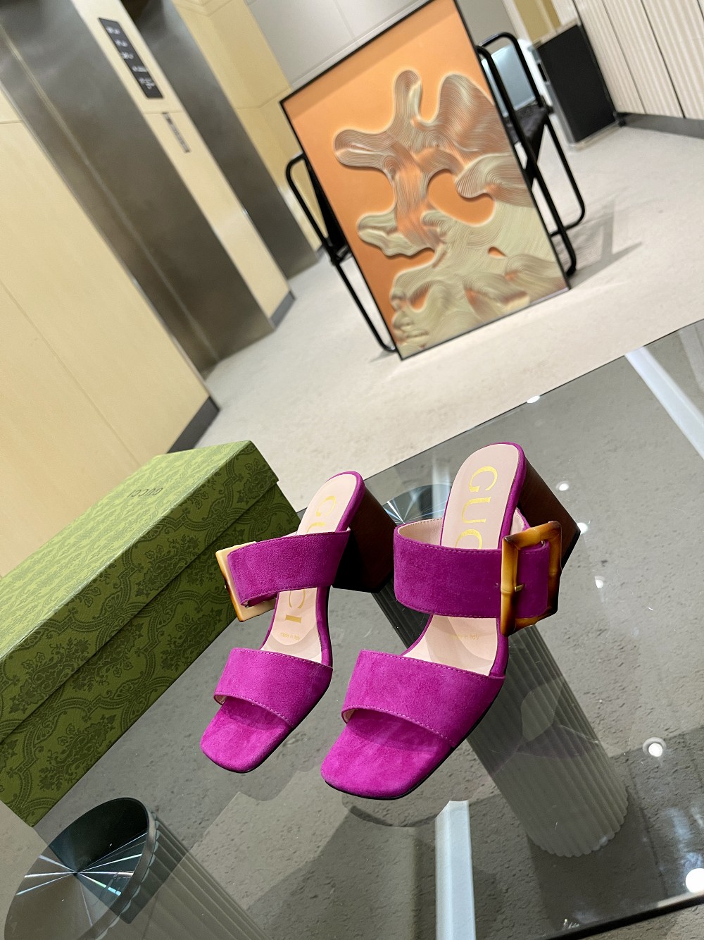 Gvc*1 Women’s Sandal With Bamboo Buckle Purple For Women GG