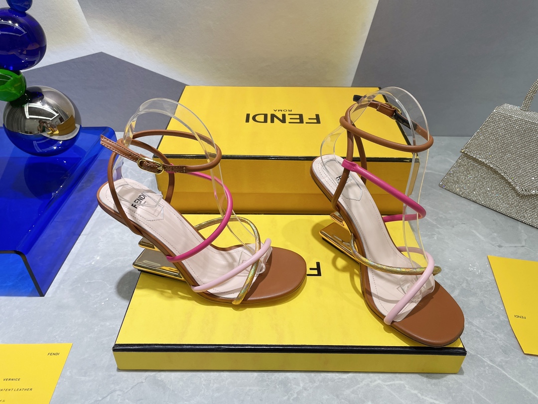 F**di First Pink Nappa High-Heeled Sandals For Women 8X8274AHIUF1GZU