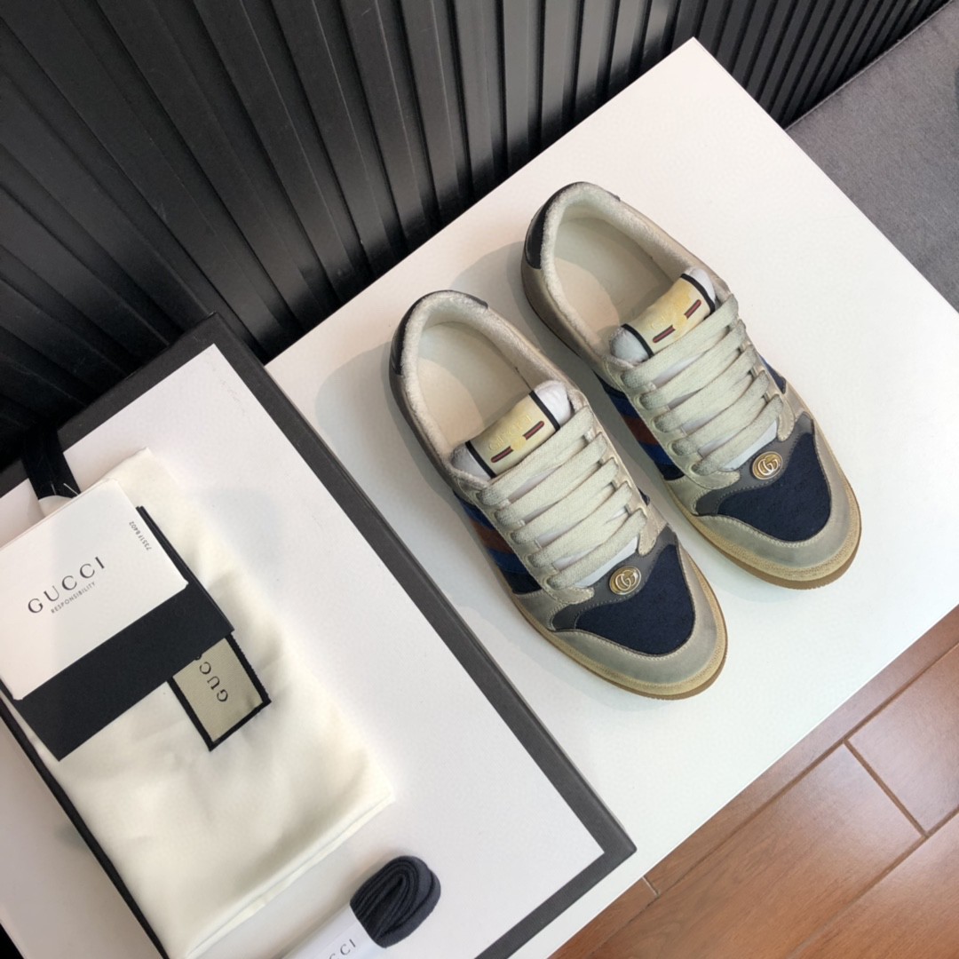 Gvc*1 Women’s GG Screener Distressed White Blue For Women 546551 99W20 4368