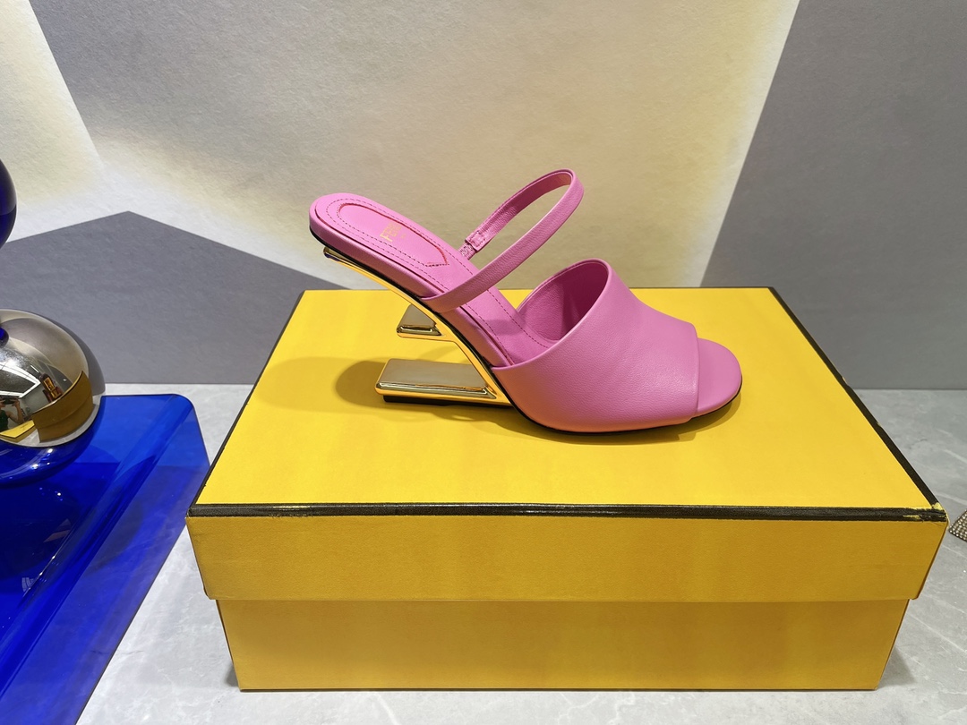 F**di First Dark Pink High-Heeled Sandals For Women