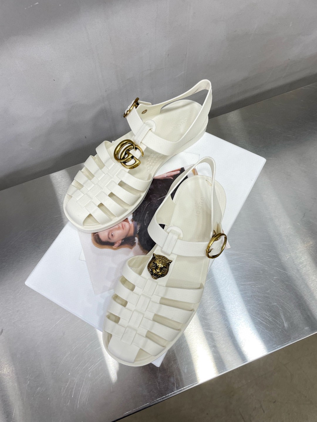 Gvc*1 Men’s Rubber Buckle Strap Sandal White For Men 463463