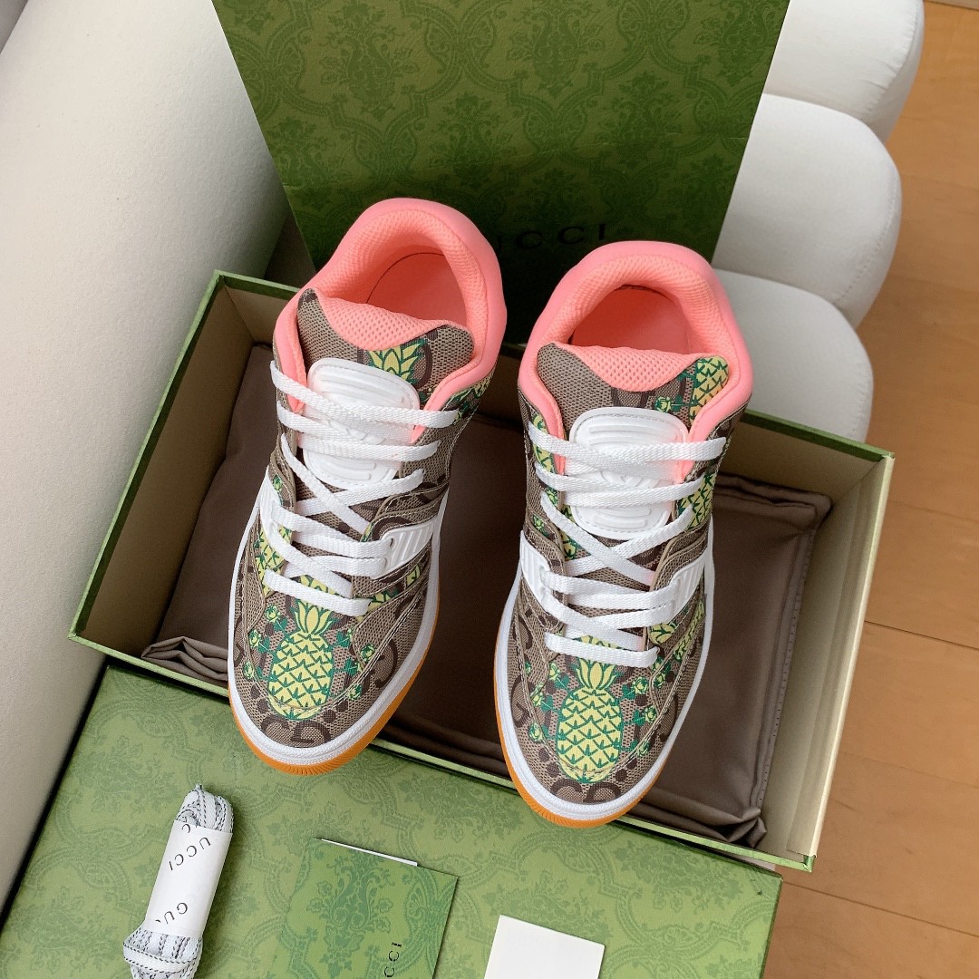 Gvc*1 Men’s Basket Sneaker Print Pineapple Brown Pink For Men ‎661301