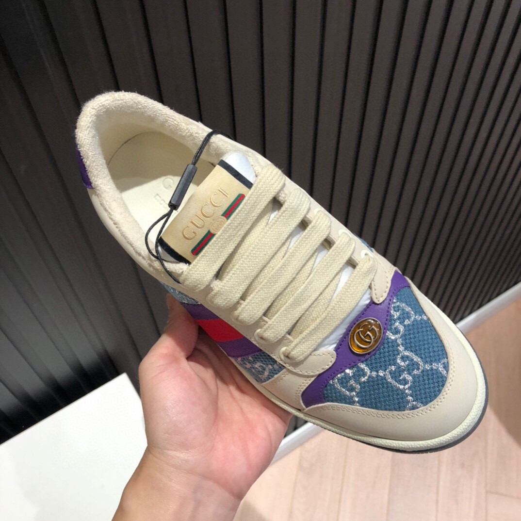 Gvc*1 Men’s Screener Low-Top Blue GG Lamé For Men 577684 2C830 4690