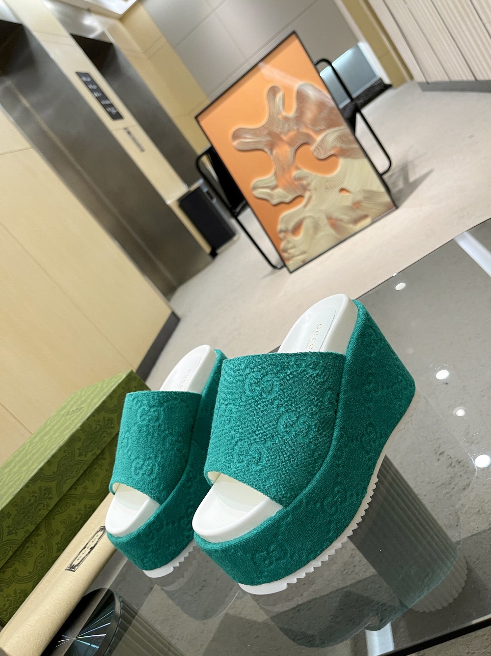 Gvc*1 Women’s GG Platform Sandal Dark Green For Women GG