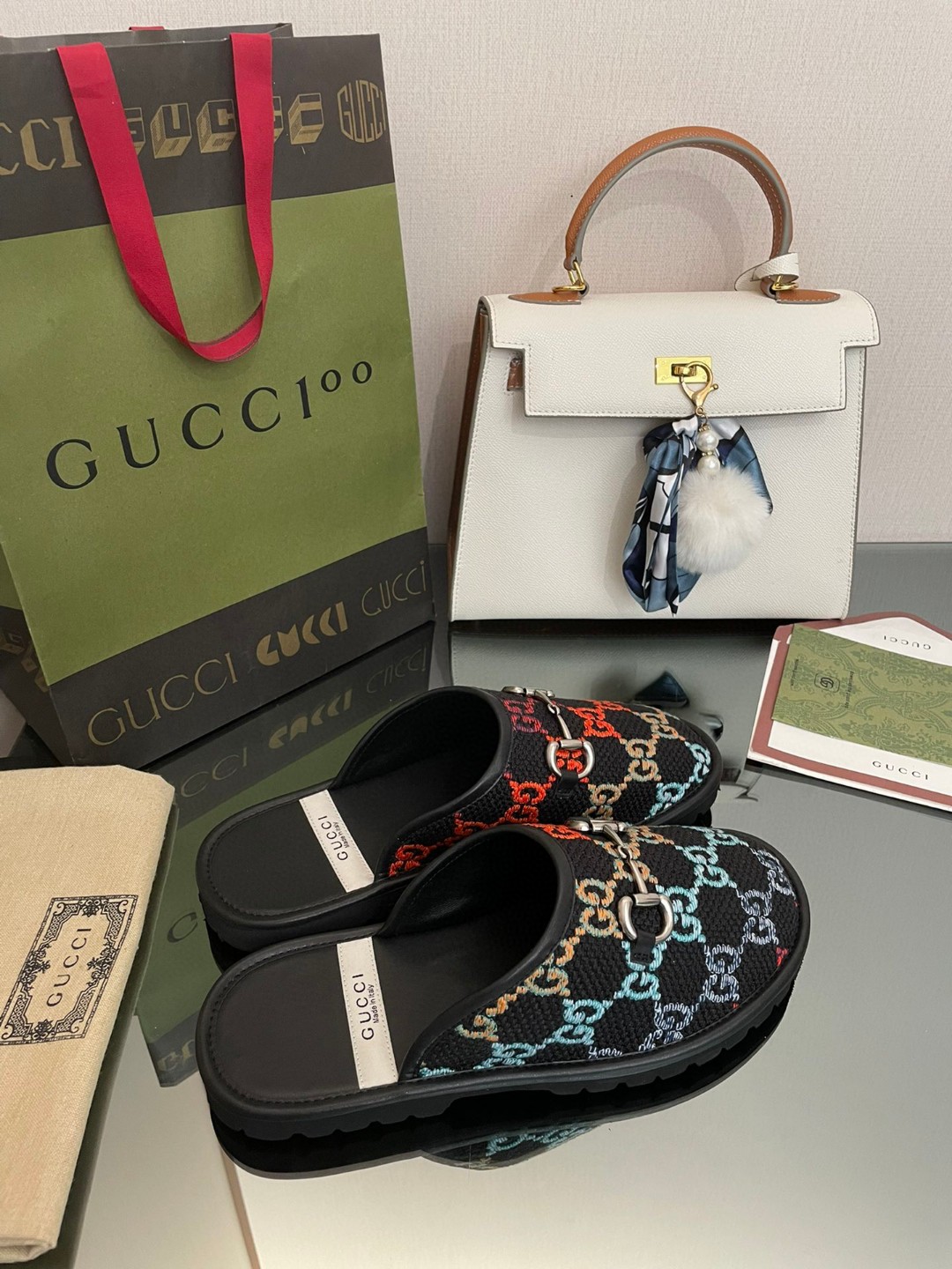 Gvc*1 Men’s GG Slipper With Horsebit Black For Men GG Shoes 694249