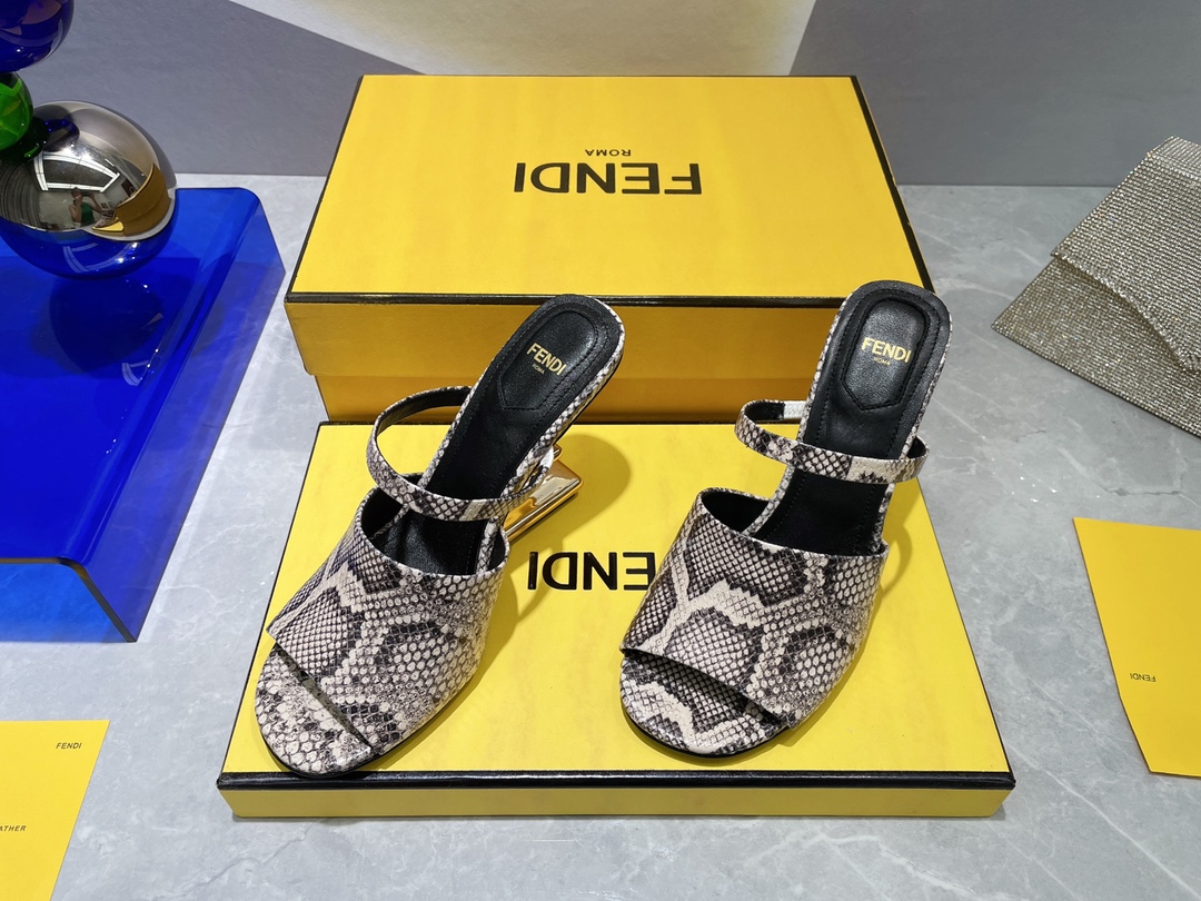 F**di First Brown Python High-Heeled Sandals For Women 8R8212AAEBF0RR7