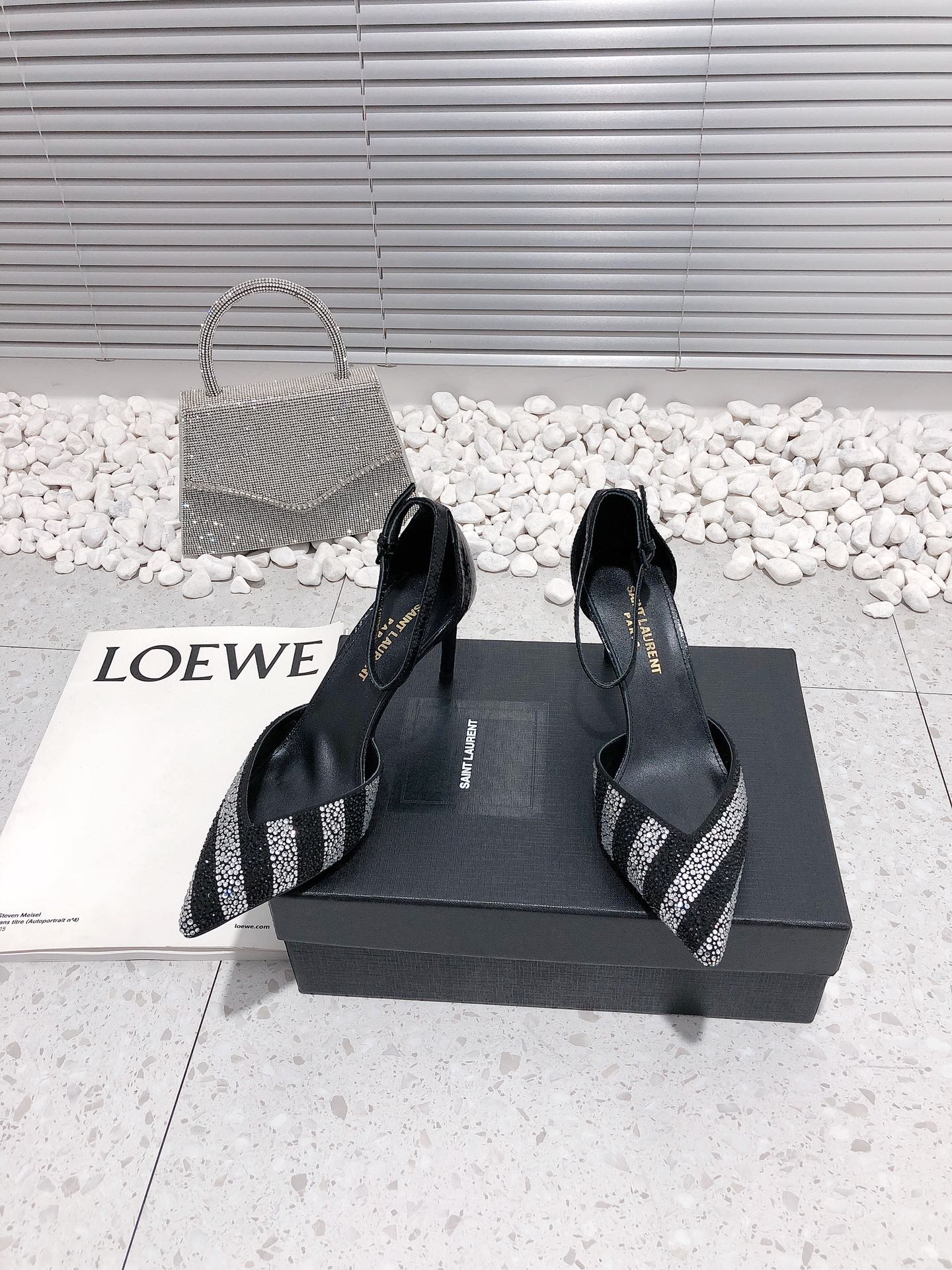 Sa1nt Lau*nt Women’s Glittering Rhinestone Embellished Pumps Black For Women Y51