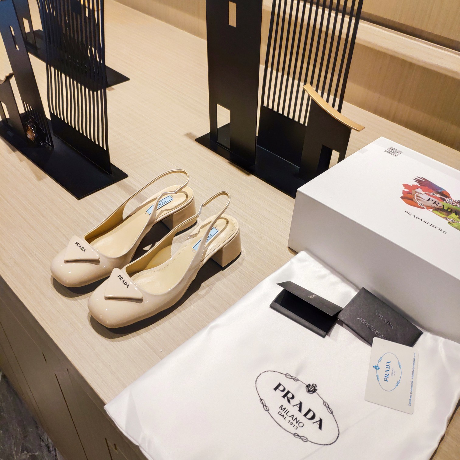 Pra*a Patent Sling-Back Pumps Dark Beige For Women 1.8in/45mm PRD