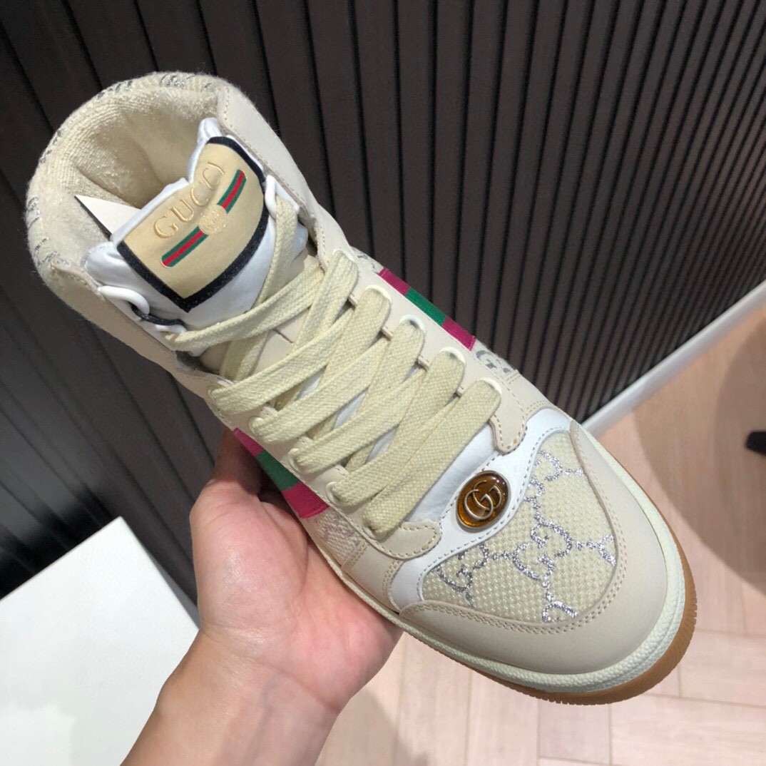 Gvc*1 Men’s Screener GG High-Top Beige Pink Green For Men 5637309