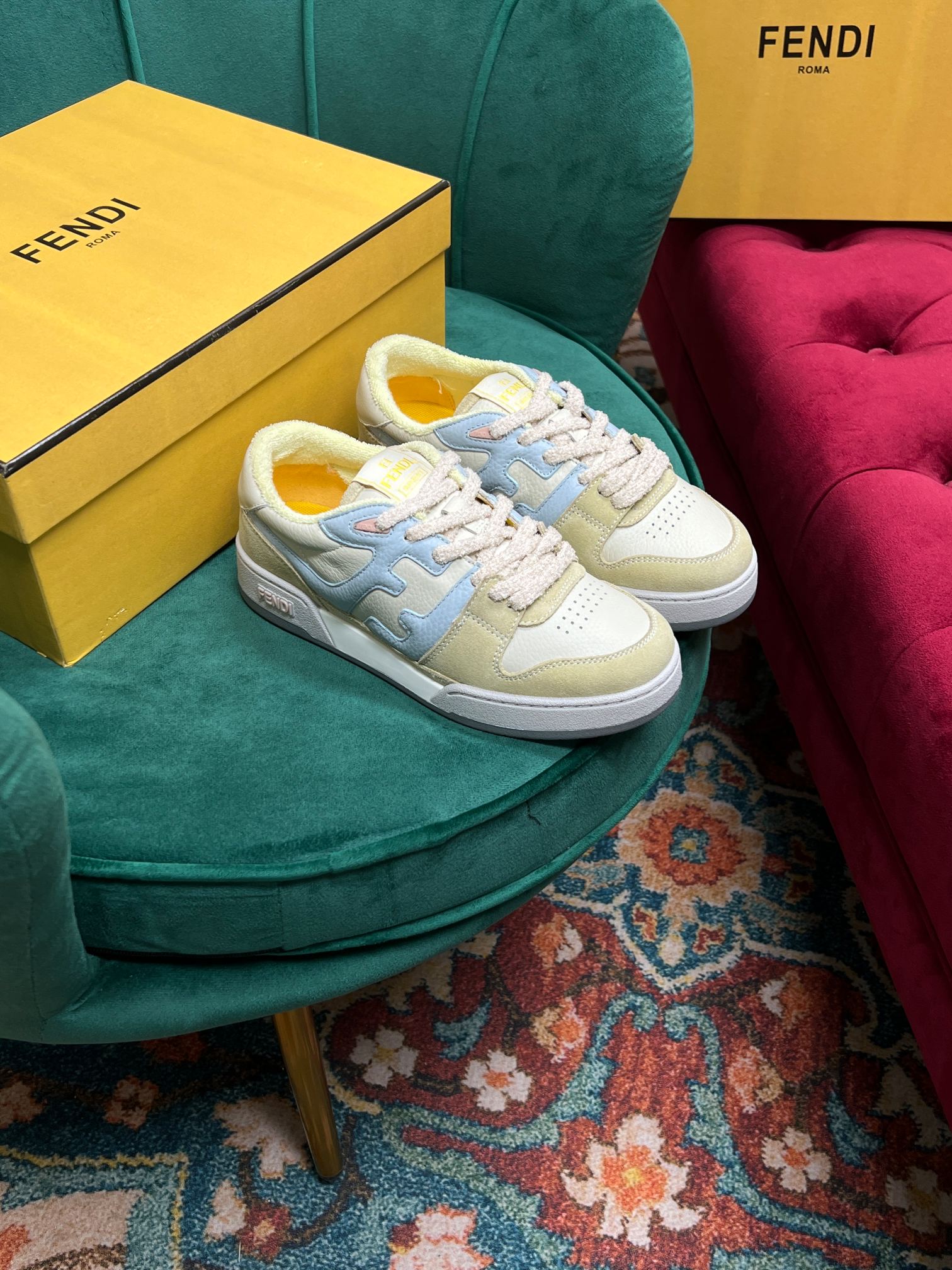 F**di Match Low Tops In Yellow For Women 8E8252AI1NF1H1F