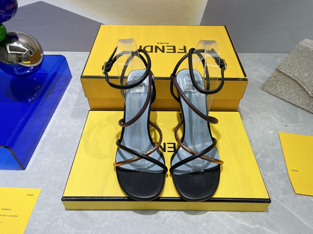 F**di First Brown Nappa High-Heeled Sandals For Women 8X8274AHIUF1H0L