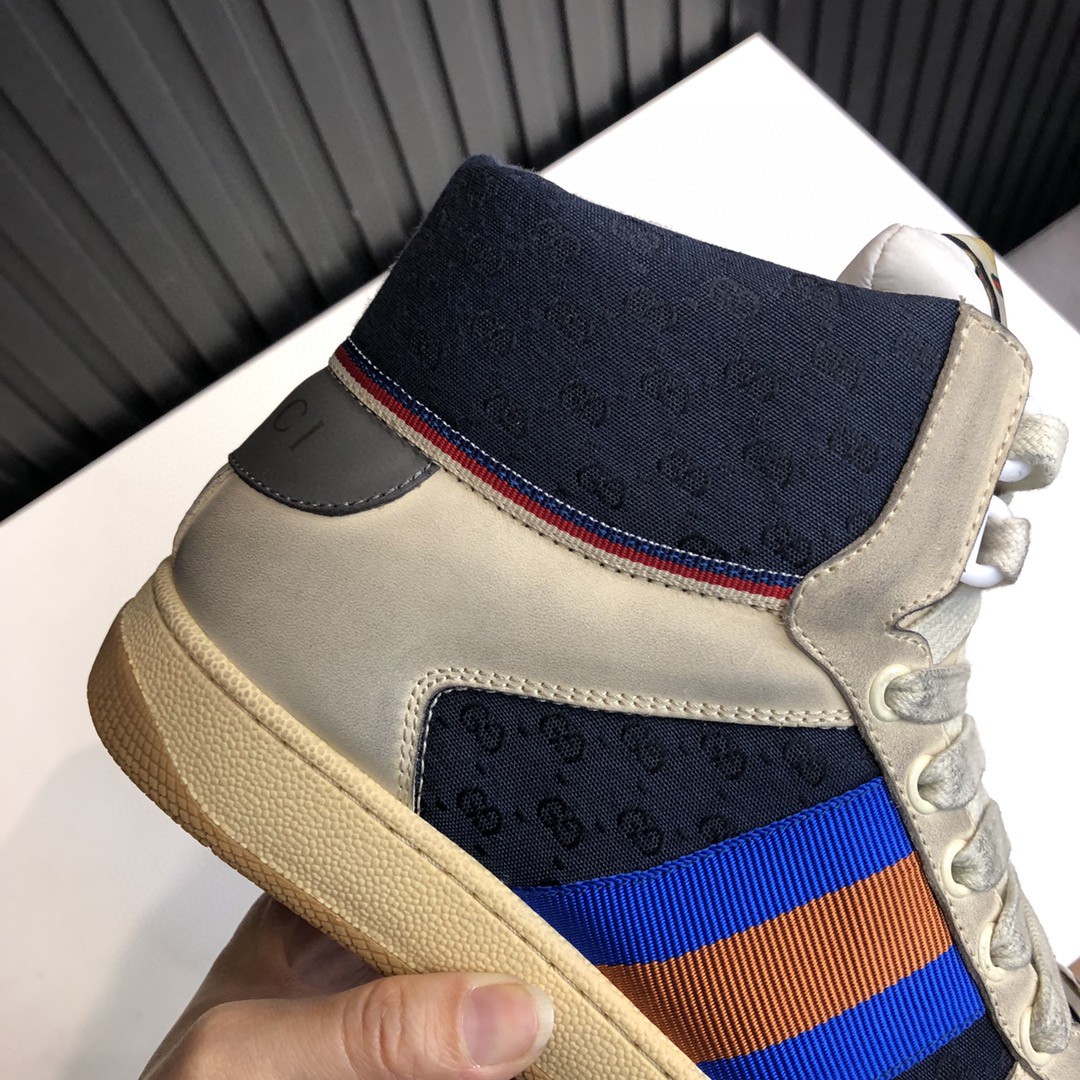 Gvc*1 Men’s GG Screener Distressed High Top Off-White Blue For Men 563730