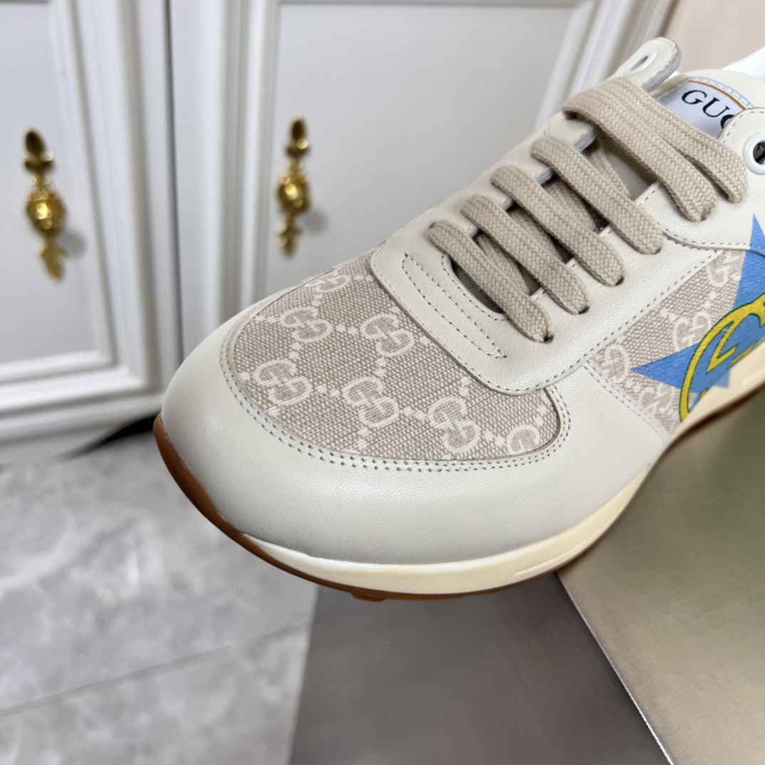 Gvc*1 Men’s GG Star Print Sneaker Light Blue Gray For Men GG Shoes 669582